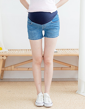 631149 Maternity Wear: Lace denim shorts on the back pockets, adjustable yoga waist M-XXL NT.590