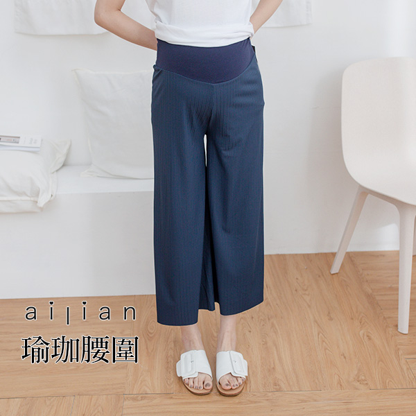 Maternity Wear: Fine pleated cotton wide pants yoga waist M-XL, Made in Korea