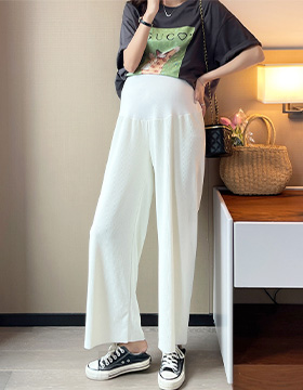 631357 孕婦褲 舒適時尚直紋坑條寬褲 可調式腰圍 M-XL NT.550
