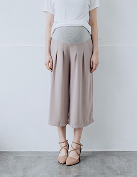 63949 孕婦褲 顯瘦壓折百搭雪紡寬褲 瑜珈腰圍 M-L NT.590