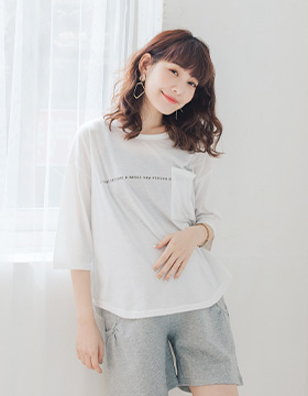 641980 Maternity Wear: English Small Printed Pocket Cotton Top, Made in Korea NT.290