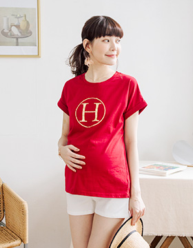 642046 Maternity Wear: Hot stamping H letter cotton top, Made in Korea NT.390