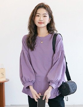 642247 孕婦裝 造型感素面澎袖百搭上衣 NT.690