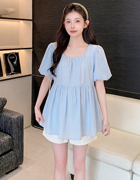 642432 孕婦裝 甜美方領泡泡短袖寬鬆百搭上衣 NT.490