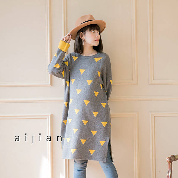 Maternity knit dress full with triangle and side opening ,Made In Korea