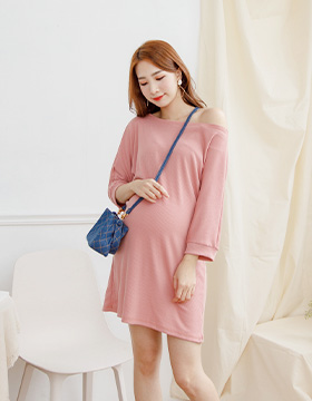651462 Maternity Wear: Pit-neck plain cotton short dress NT.490