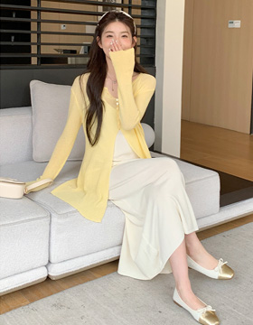 652298 孕婦裝 二件式韓版時尚氣質洋裝裙+舒適透氣迷人罩衫 NT.790