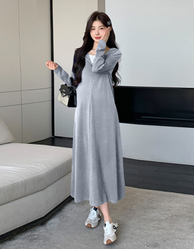 652325 孕婦裝 時尚簡約舒適柔棉連帽長袖洋裝 NT.690
