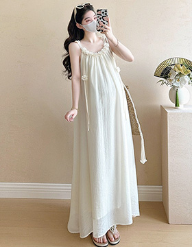 652383 孕婦裝 立體小花細肩帶寬鬆長洋裝 NT.520