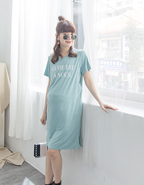 670763 Breastfeeding Suit: French letter la vie cool cotton side open dress, Made in Korea NT.590