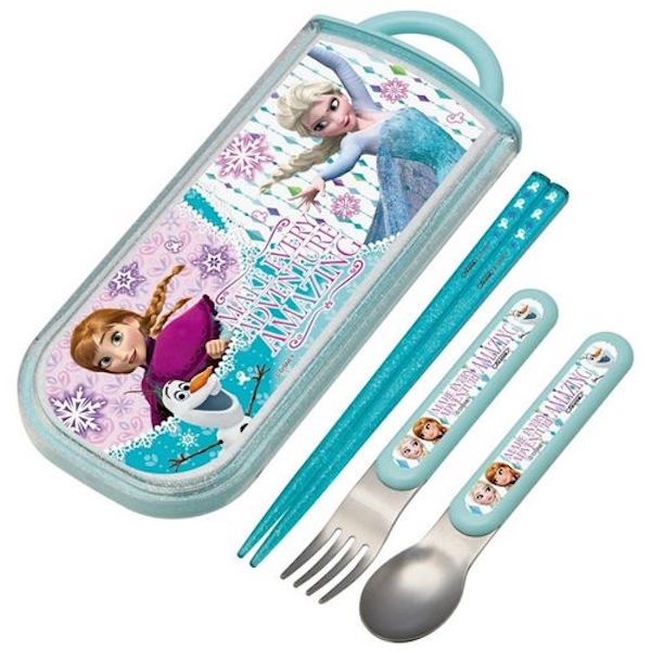 P000169 Disney迪士尼冰雪奇緣3合1餐具組-藍雪花亮粉 NT.460